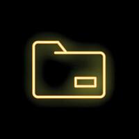 Neon yellow folder icon glowing on black background vector