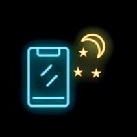 Neon icon of smartphone with clipboard checklist before bedtime for sleep tracker app vector