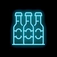 Neon sign of three beer bottles glowing on wall vector
