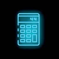 Blue neon calculator displaying number forty four on black background vector
