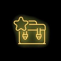 Neon icon style illustration representing a yellow toolbox with a star vector