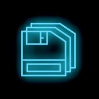 Neon blue icon of floppy disks on black background vector