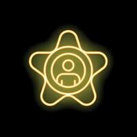 Neon icon of person inside a star representing customer importance vector