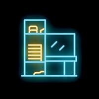 Glowing neon line house building icon isolated on black background for your web site design, logo, app, ui vector