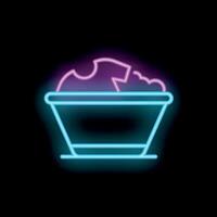 Neon basin full of soapy water with clothes soaking for laundry day vector