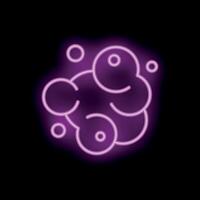Neon style icon of bubbles floating on black background vector