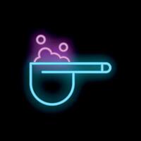 Neon sign of a witch's cauldron bubbling with a magic potion vector