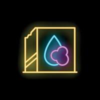 Neon sign showing open package of wet wipes on black background vector