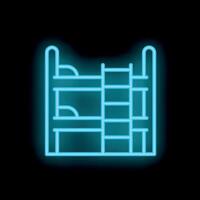Glowing neon icon of a bunk bed on a black background vector