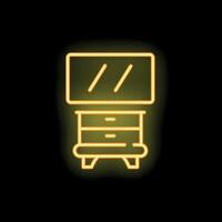 Neon icon of a dresser with a mirror on top vector