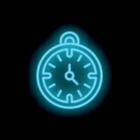 Neon clock shining in the dark showing time passing by vector