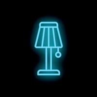 Glowing neon icon of desk lamp illuminating darkness vector