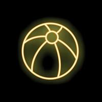 Neon sign showing a beach ball glowing on dark background vector
