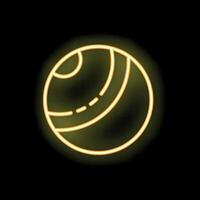 Neon yellow fitness ball glowing on black background vector