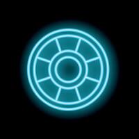 Neon blue circle glowing on black background vector