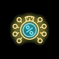 Neon sign representing affiliate marketing strategy with percentage symbol and connected users vector