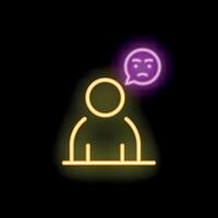 Neon icon of person expressing negative emotions vector