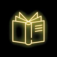Open book spreading knowledge with glowing neon light vector