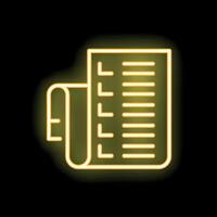 Neon yellow checklist icon glowing against a dark background vector