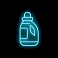 Glowing neon line laundry detergent in plastic container icon isolated on black background vector