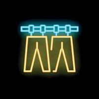 Neon sign showing clothes hanging on rail on black background vector