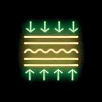 Neon icon representing breathable material with air flow vector