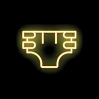 Neon diaper icon glowing on dark background vector