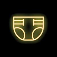 Neon yellow diaper icon glowing on black background vector