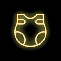 Neon icon of baby diaper glowing on black background vector