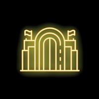 Glowing neon icon of triumphal arch on black background vector