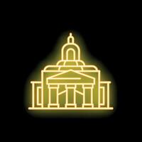 Neon sign depicting the united states capitol building with columns and dome vector