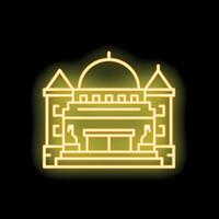 Glowing neon line icon representing the dome of the rock vector