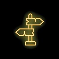 Neon sign representing a crossroads with two arrows pointing in opposite directions vector