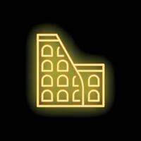 Glowing neon icon of rome colosseum on dark background vector