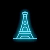 Neon icon of eiffel tower glowing on black background vector
