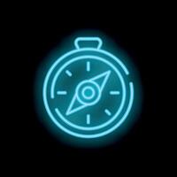 Neon compass showing direction on black background vector