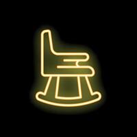 Yellow neon icon of rocking chair glowing on dark background vector