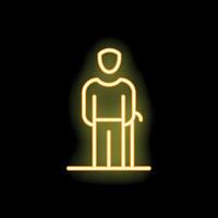 Neon sign of an elderly person standing with a cane vector