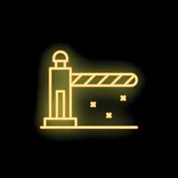 Glowing neon icon of automatic barrier gate closing access vector