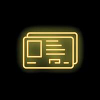 Glowing neon line id card icon isolated on black background vector