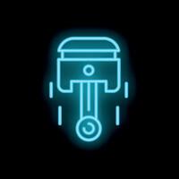 Neon icon of engine piston working with speed lines vector