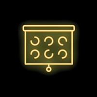 Neon yellow eye test chart glowing on a black background vector
