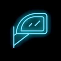 Neon car rearview mirror glowing on a black background vector