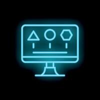 Computer screen displaying geometric shapes in neon light vector