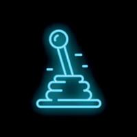 Neon icon of manual gear stick glowing on black background vector