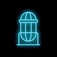 Blue neon icon of a vintage microphone glowing on a black background vector