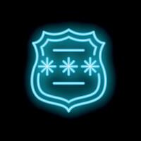Neon blue shield protecting password with asterisks on black background vector