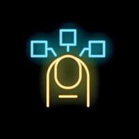 Neon icon of finger touching interactive digital display vector
