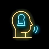 Neon icon of head with keyhole speaking and sharing ideas vector