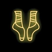 Neon sign representing ballet shoes on a black background vector
